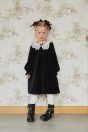 11-917レース襟ベロアワンピース <br>(ピンク/★クロ) <br>・TODDLER￥22,880～(100～140cm) <br>・SISTER ￥27,280-(150/160cm) <br>11-730リボンロゴタイツ <br>(★オフ白/ピンク/コン)￥5,280-(105～150cm) <br>11-736リボンエンジニアブーツ <br>(★クロ/ゴールド)￥16,280～(17～24cm) <br>リボン　参考商品